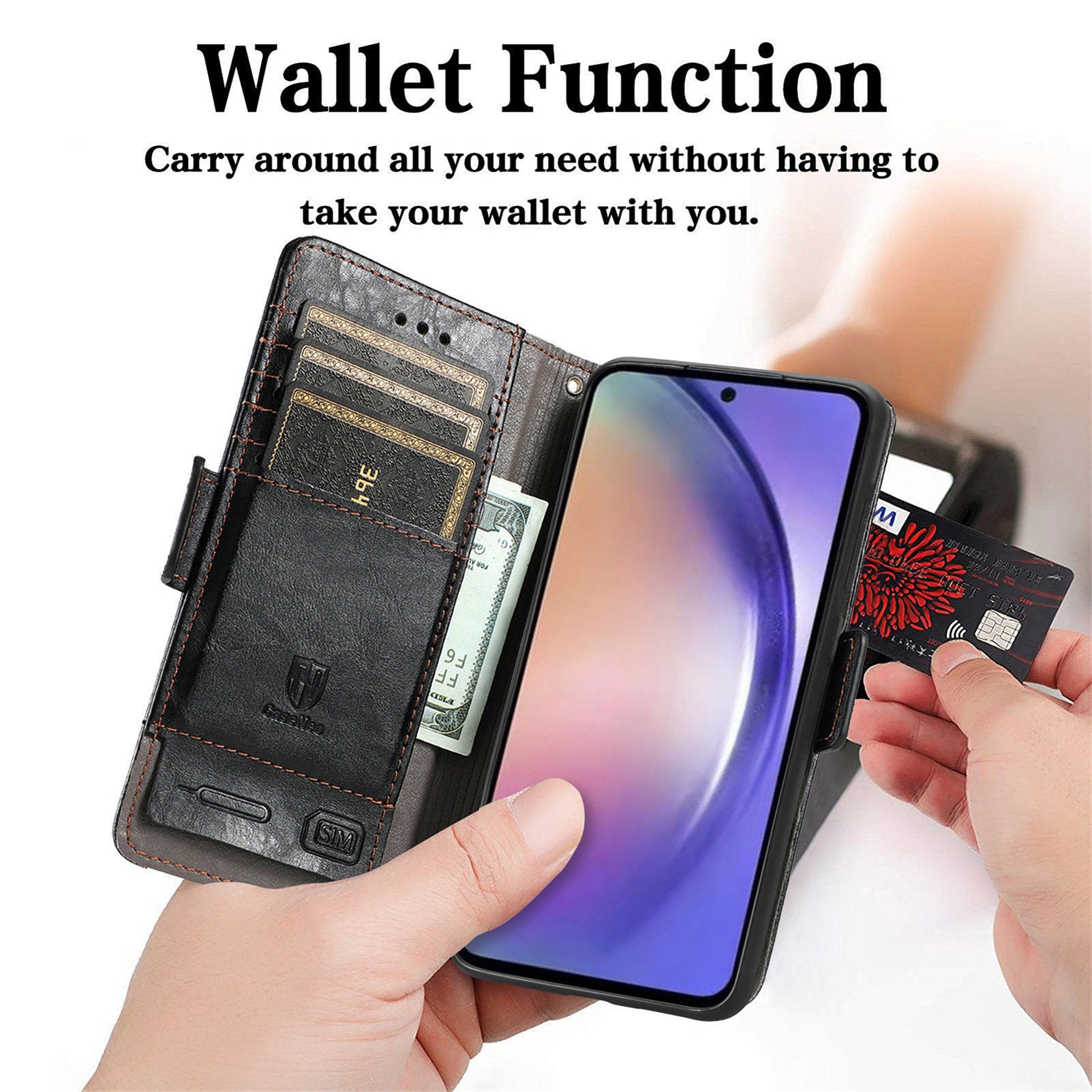 CASENEO 002 Series For Samsung Galaxy A55 5G Shockproof PU Leather Wallet Stand Phone Case RFID Blocking Phone Cover CASENEO 002 Series For Samsung Galaxy A55 5G Shockproof PU Leather Wallet Stand Phone Case RFID Blocking Phone Cover